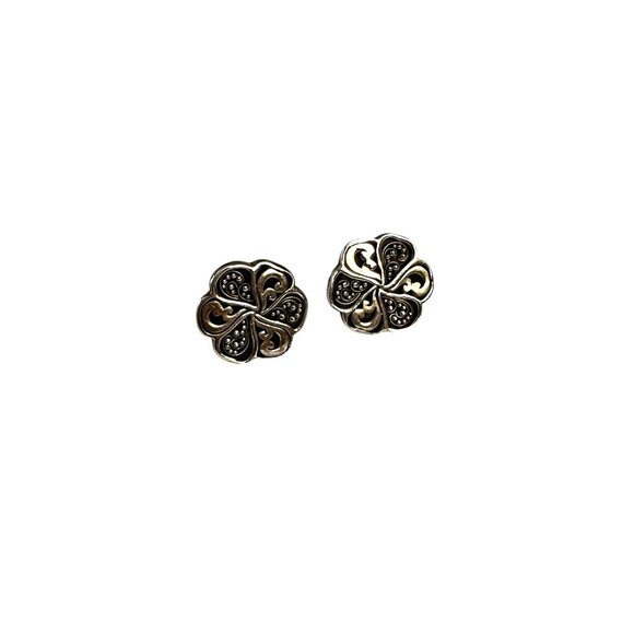 Lois Hill Sterling Silver Stud Post Earrings Oxidized Flower Paisley Vintage 925 - Picture 7 of 10